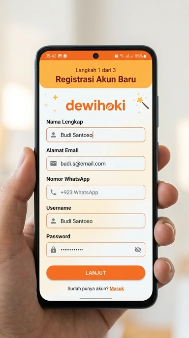 Tampilan halaman daftar dewihoki
